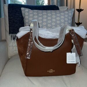 Coach Meadow Shoulder Bag Gold/Redwood NWT